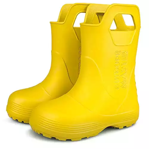 OutdoorMaster Kids Toddler Rain Boots, Lightweight, Easy to Clean for Boys Girls - High Noon - 8 Toddler