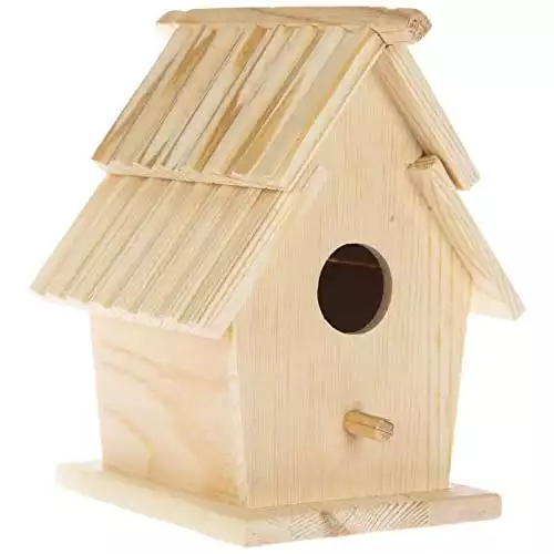 Woodpile Fun! Hobby Lobby DIY Paintable Customizable Slat Roof Unfinished Wood Birdhouse for Kids and Adults